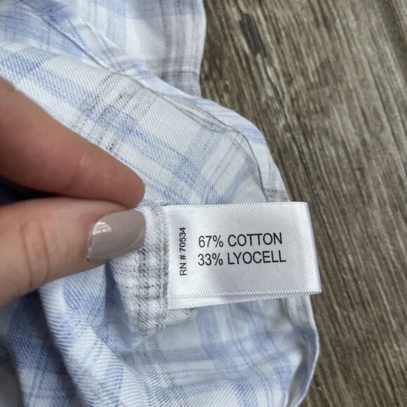 2/$18 SALE! ORVIS Mens Shirt XL Button Up Cotton White Blue Classic Plaid Cotton - Picture 6 of 7